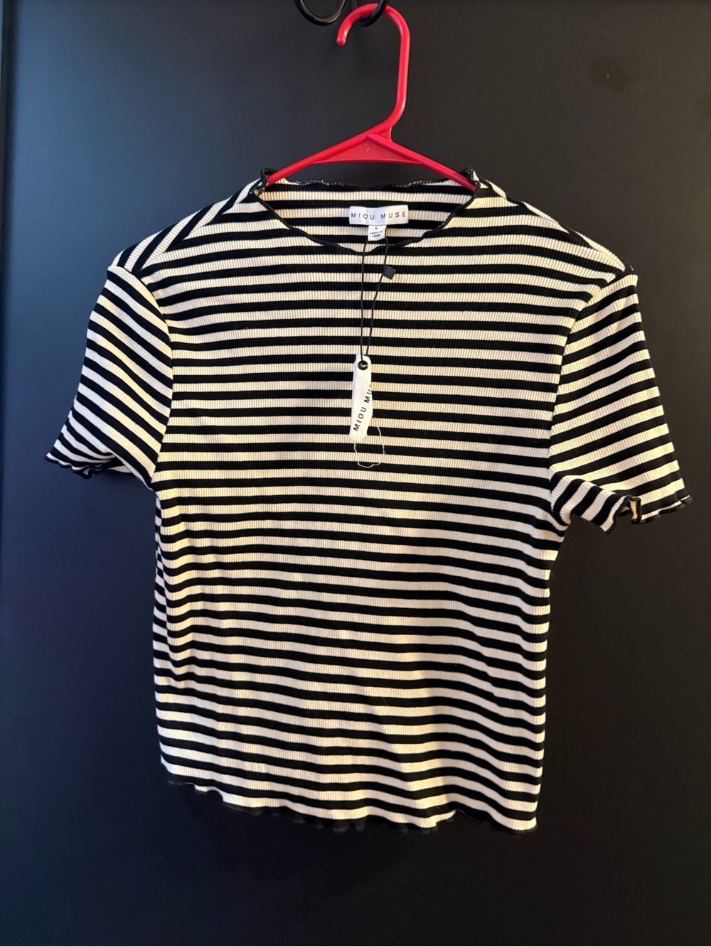 Striped Black & White Short Sleeve Rib Tee